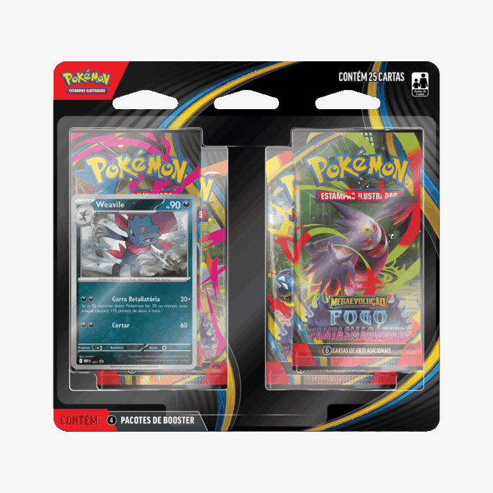 PTBR | Pokémon | Blister Quádruplo Fogo Fantasmagórico – Weavile